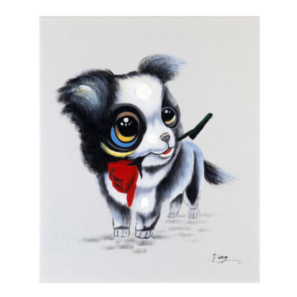 Original Pop Art Oil Painting On Canvas Dog