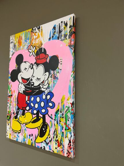 Original Pop Art Oil Painting On Canvas Mickey and Minnie