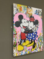 Original Pop Art Oil Painting On Canvas Mickey and Minnie