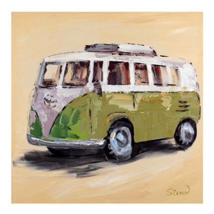 Original Acrylic Painting On Canvas Showing A Van