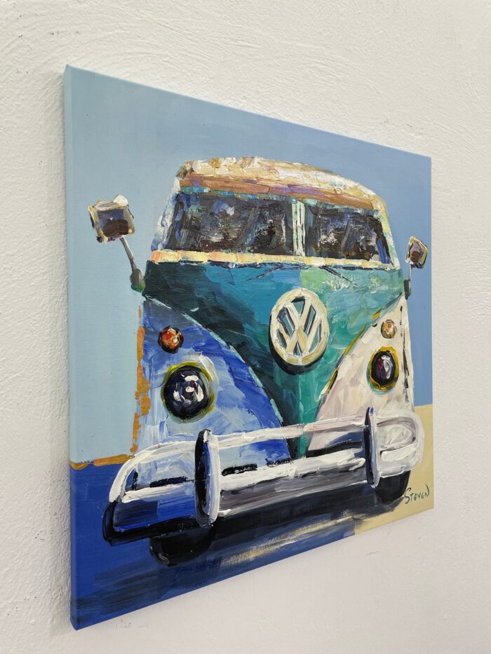 VW Antique Van Original Acrylic Painting On Canvas
