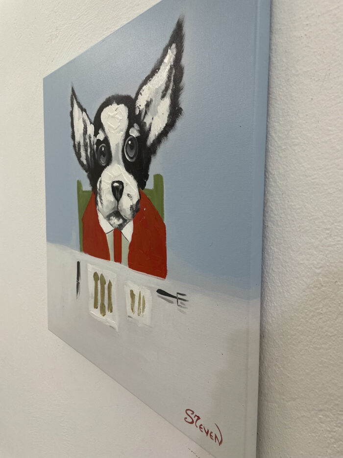 Original Popart Acrylic Painting Dog Eating