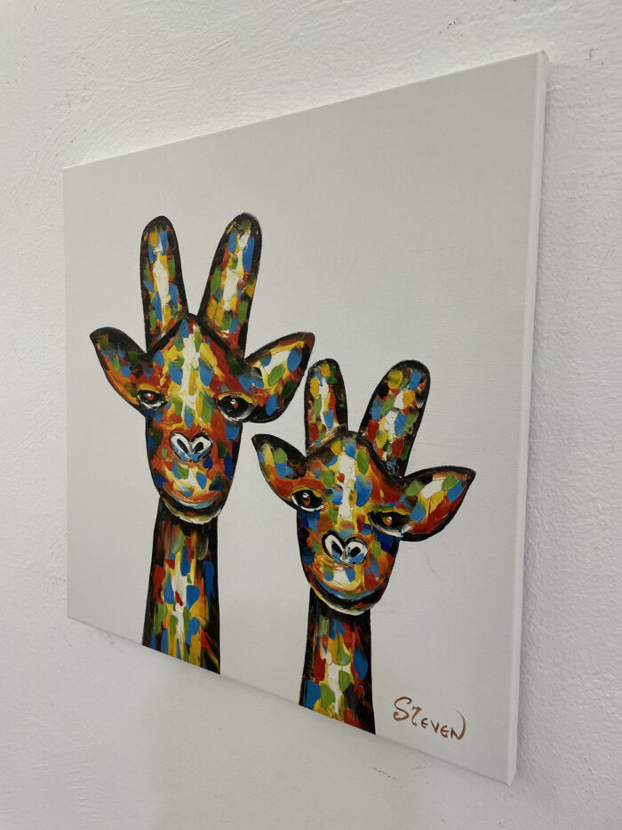 Original Popart Acrylic Painting Giraffes