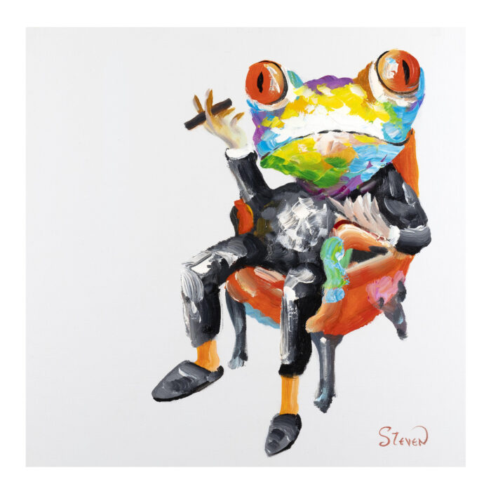 Original Popart Acrylic Painting Frog With Cigar