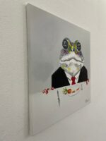 Origina Popart Acrylic Painting Frog In Michelin Restaurant