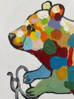 Original Popart Acrylic Painting Bear On Bicycle