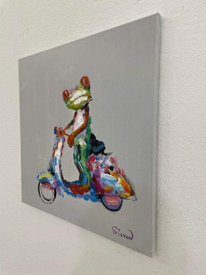 πίνακας ζωγραφικής Pop Art Frog Cycling