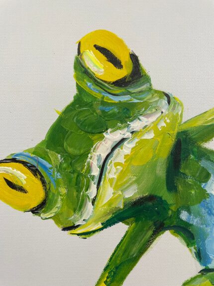Original Popart Acrylic Painting Frog Doing Skateboard