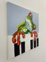 Original Popart Acrylic Painting Frog Play The Piano!