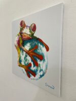Original Popart Acrylic Painting Frog With Globe