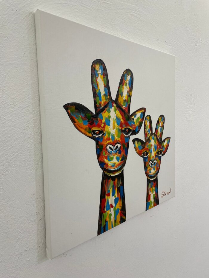 Original Popart Acrylic Painting Giraffes